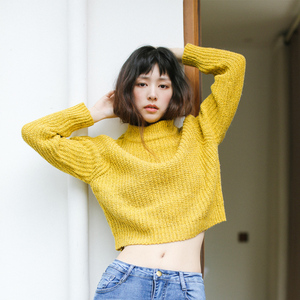 秋冬季粗毛线打底衫