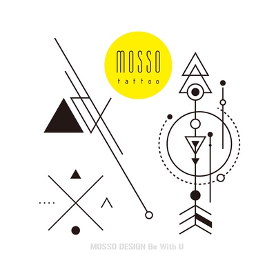 mosso原创防水纹身贴几何男女简约精致线条持久 创意简单鱼骨图腾