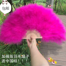 30cm 全绒加厚羽毛扇标准扇子纯白色玫红羽毛舞蹈扇道具50 包邮