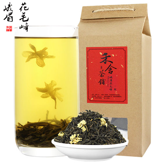 峨眉红牌 浓香型峨眉茉莉花毛峰茶叶四川茗茶花茶 一级散装125g