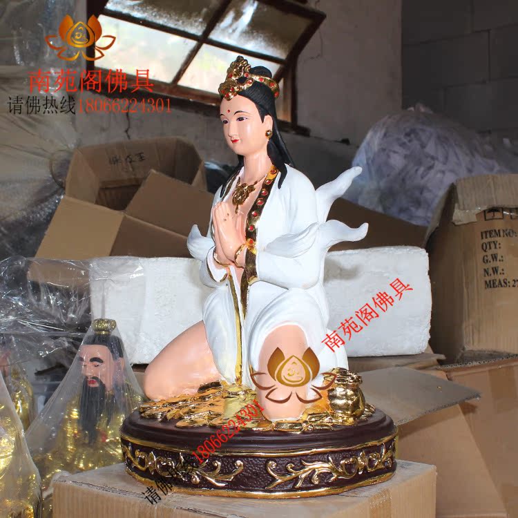 16寸九尾狐仙娘娘白仙女保平安七彩玻璃钢树脂佛像神像镇宅辟邪