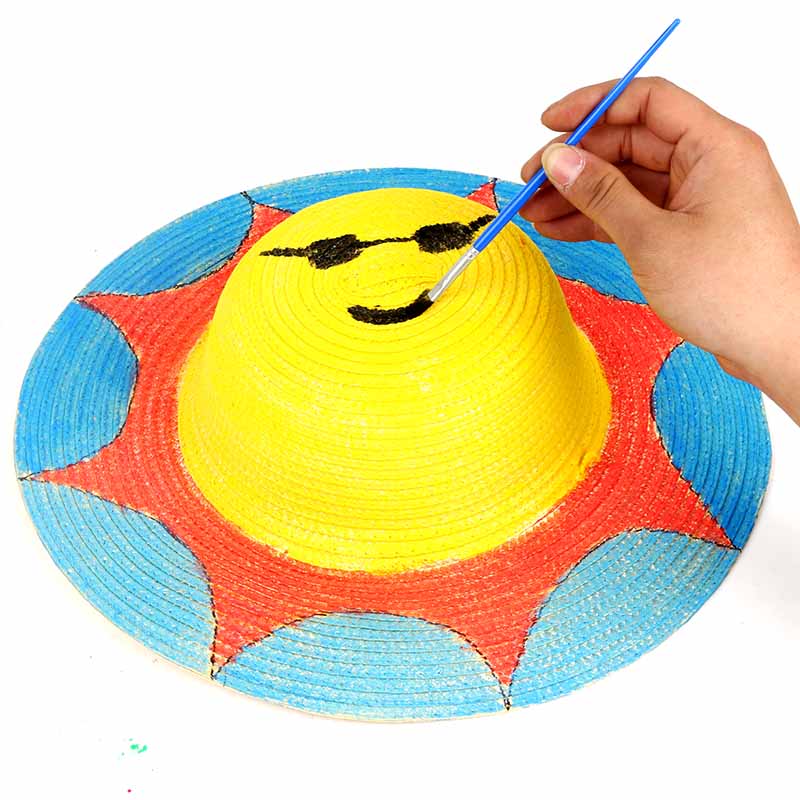 幼儿园绘画草帽 儿童益智diy手工美术装饰材料创意美劳编织草帽子
