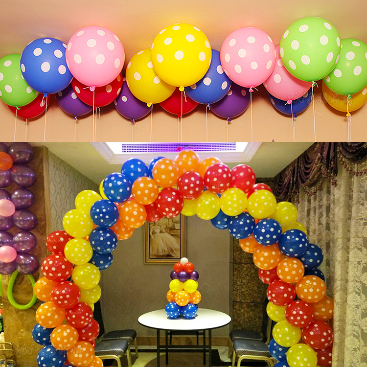 12寸圆点气球生日装饰派对活动布置斑点轻气球加厚彩色波点轻气球