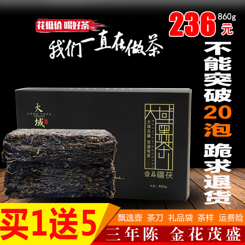 大域黑茶湖南安化特产 手筑金花茯砖茶 原叶天尖送礼佳品安华黑茶