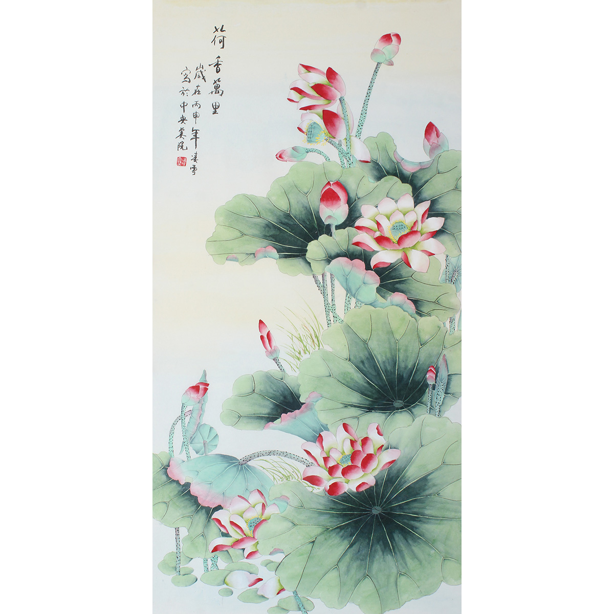 国画写意花鸟手绘四尺荷花名家水墨字画真迹书画作品客厅竖幅定制