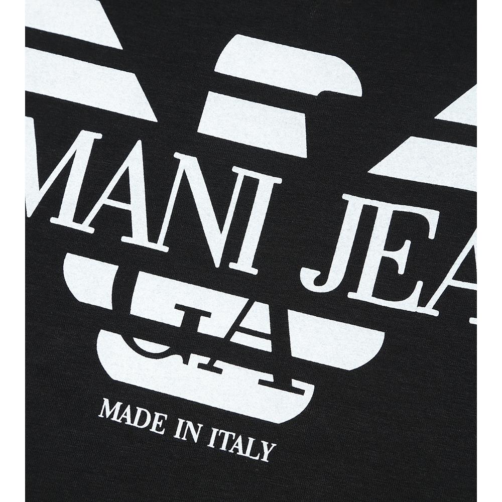armani jeans 黑色字母logo图案圆领长袖t恤
