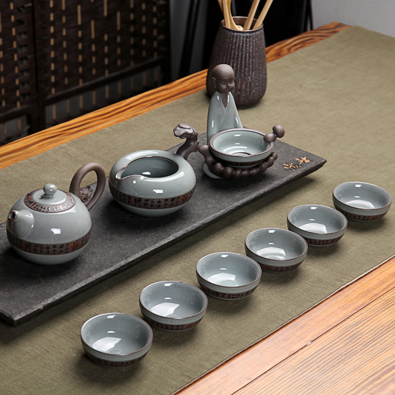 新品上市功夫茶具套装特价整套茶具冰裂釉哥窑茶具套装绚丽感花纸