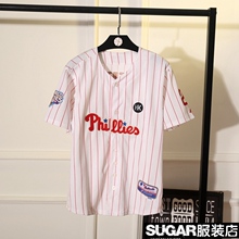 街舞服 美式棒球服 棒球服T恤短袖 开衫 儿童成人亲子装 宽松长款