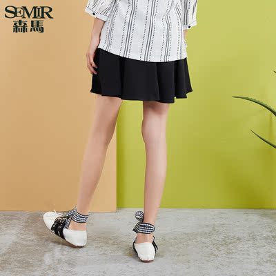 森马短裙女2017秋季新款女装高腰伞裙a字半身裙学生显瘦学院裙子