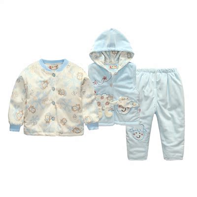 秋冬装0-1-2岁男宝宝衣服冬天婴儿童棉衣套装