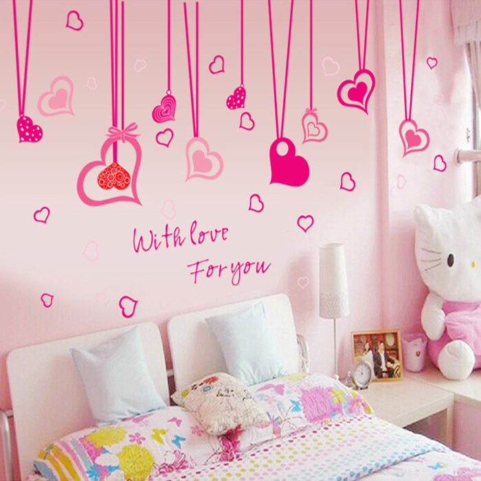 儿童房粉色墙纸自粘卧室温馨防水潮壁纸客厅简