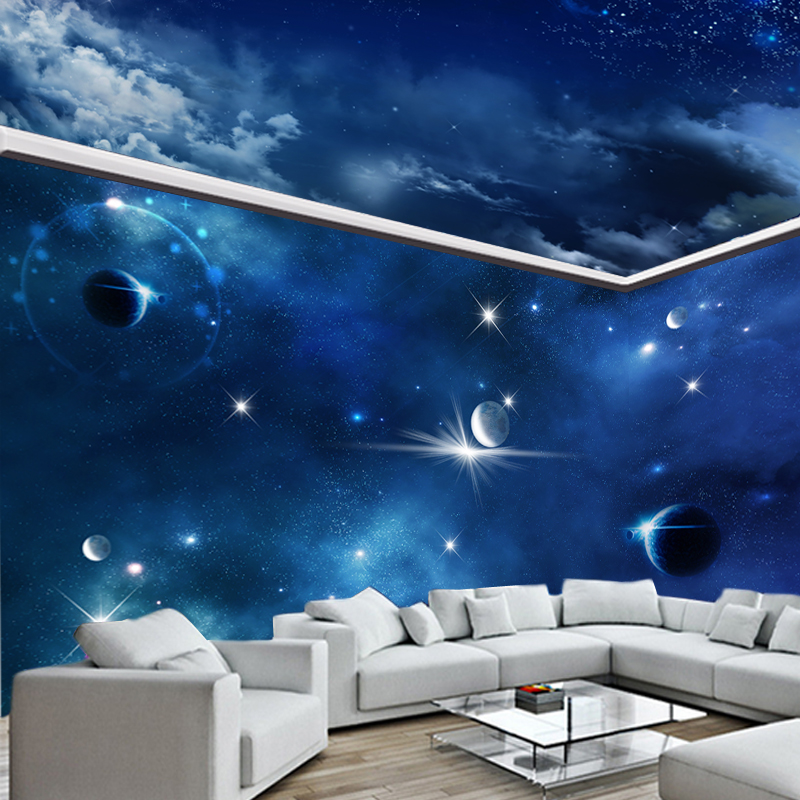 太空宇宙星空3d科幻主题壁纸壁画棚顶ktv酒吧包厢儿童
