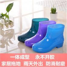 绒棉套鞋 厨房 成人胶鞋 女式中筒雨靴防滑防水短靴水鞋 秋冬短筒雨鞋