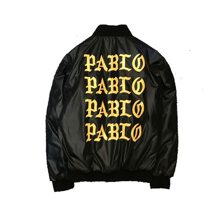 侃爷pablo字男女情侣薄款春秋款ma1飞行服kanye黑金夹克宽松外套