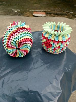 三角插彩色立体折纸 手工折纸成品小菠萝益智儿童手工艺两件包邮