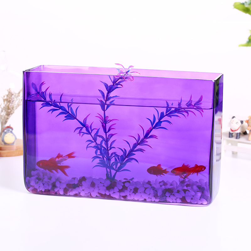 天天特价免邮透明彩色鱼缸水族箱玻璃长方形水