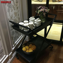 酒架酒杯架酒水车酒吧复古餐车餐厅手推移动酒店餐饮餐盘收集车