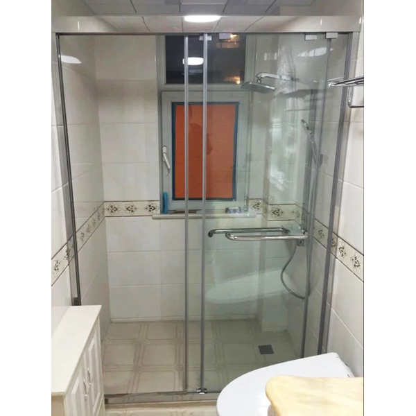 304不锈钢淋浴房定制 卫生间钢化玻璃隔断门简易浴室推拉门一字形