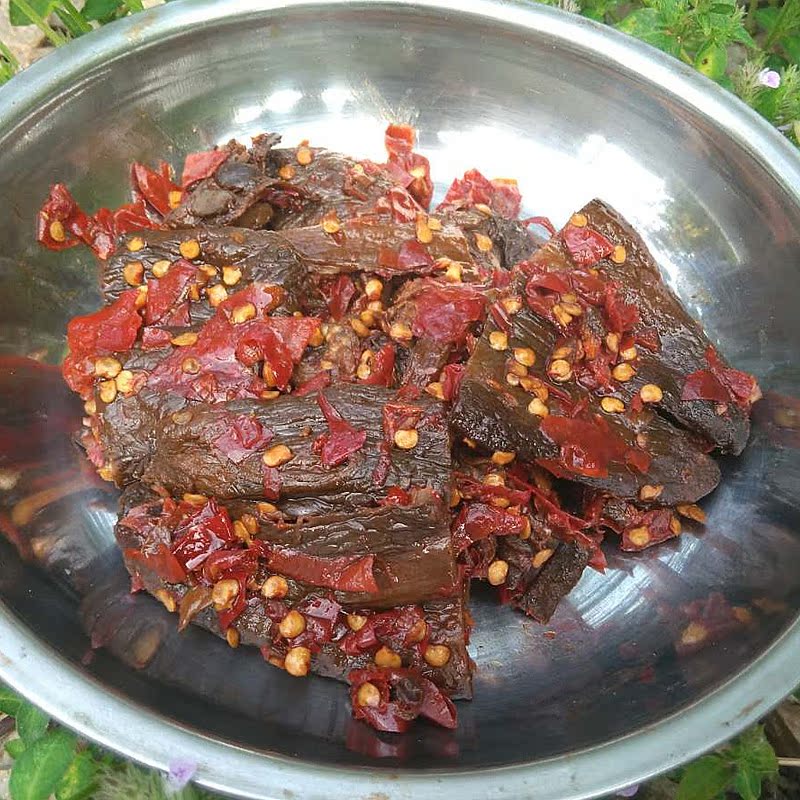 湖南邵阳风味邵东特产农家坛子菜熟茄子杂菜 油茄子扎 茄子干