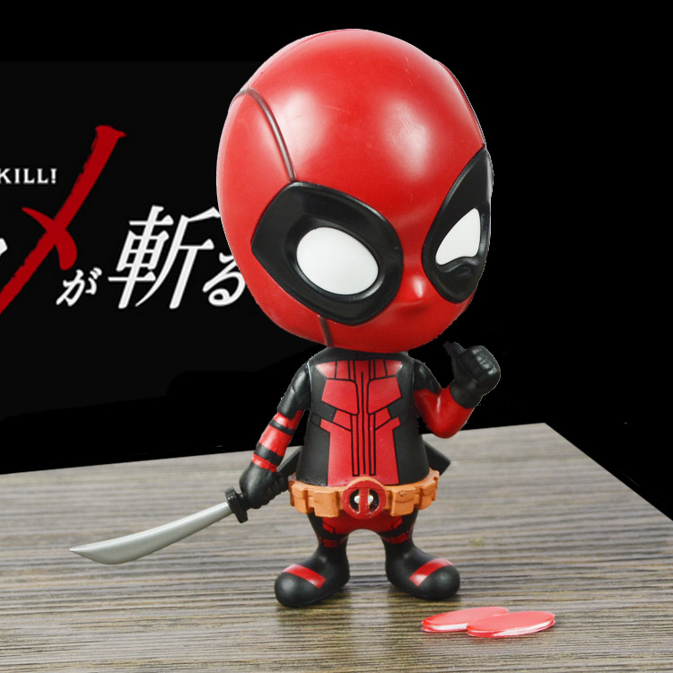 包邮 漫威死侍q版汽车摆件deadpool 小贱贱手办汽车摇头公仔模型