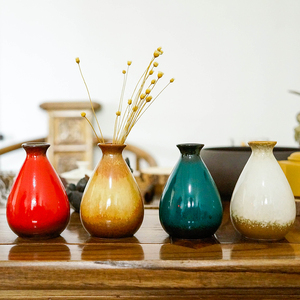 复古窑变釉迷你陶瓷小花瓶
