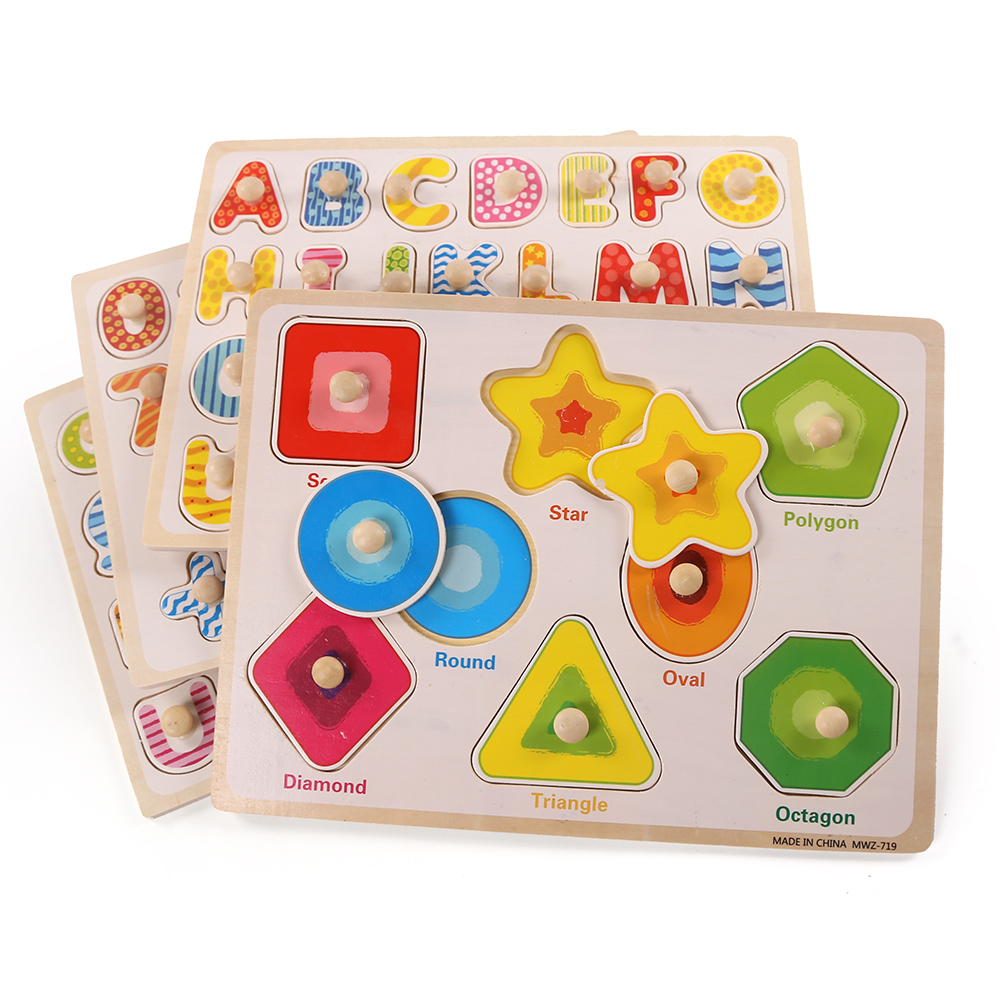 智酷堡手抓板 宝宝木质拼图拼板儿童形状数字早教益智玩具1-2-3岁