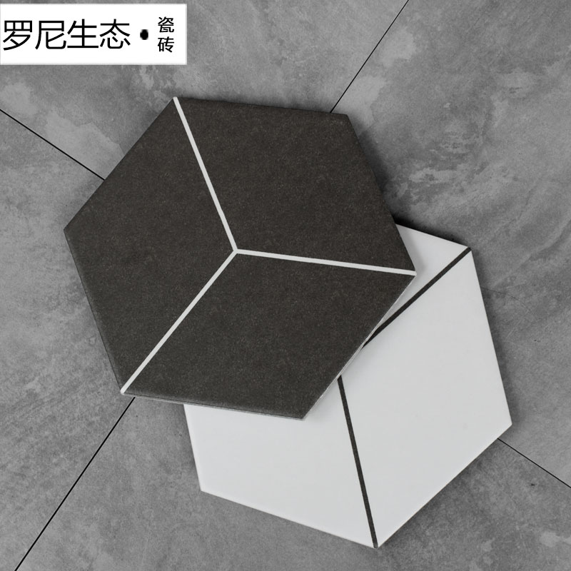 北欧风六角砖厨房六边形魔方砖白色墙砖卫生间瓷砖几何阳台地砖