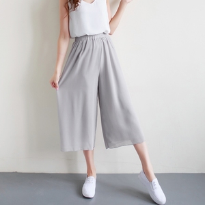 韩版高腰显瘦雪纺阔腿裤
