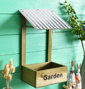 乡村风格田园栅栏铁皮房沿造型实木花架壁挂壁