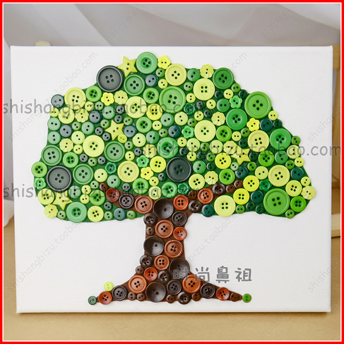 时尚鼻祖手工小制作儿童糖果彩色纽扣树脂纽扣树画创意diy材料包