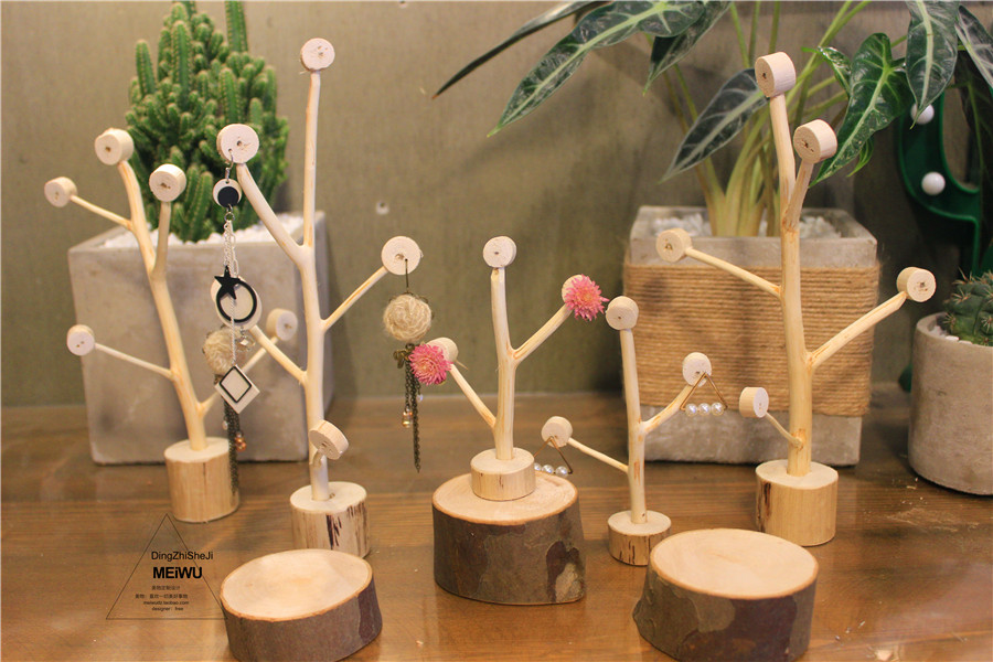 【美物】实木饰品展示架耳钉耳环手工创意树形树杈展架木质摆件