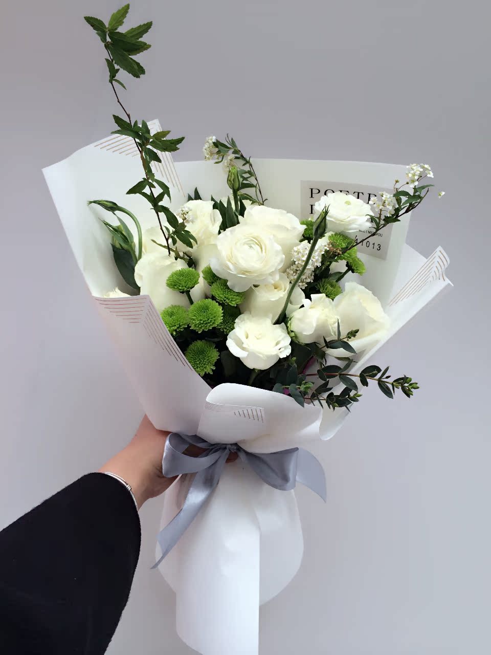 poetry floral 小清新白玫瑰鲜花花束宁波同城鄞州江北