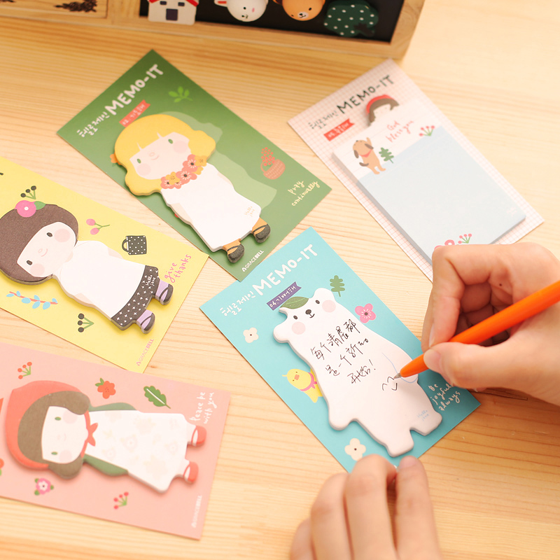 韩国文具 可爱小女孩卡通创意便签本 便利贴n次贴 个性超萌便条贴