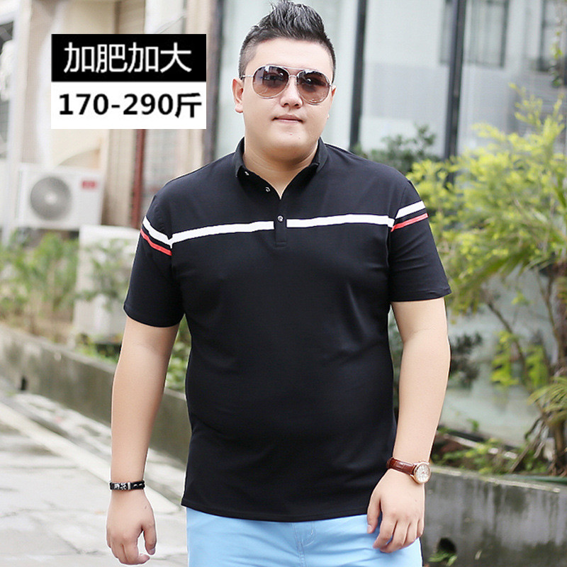 夏季薄款加肥加大胖子肥佬特大号体恤男潮翻领加大码男士短袖t恤