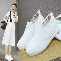 春夏帆布鞋女休闲板鞋系带韩版潮学生手绘纯色