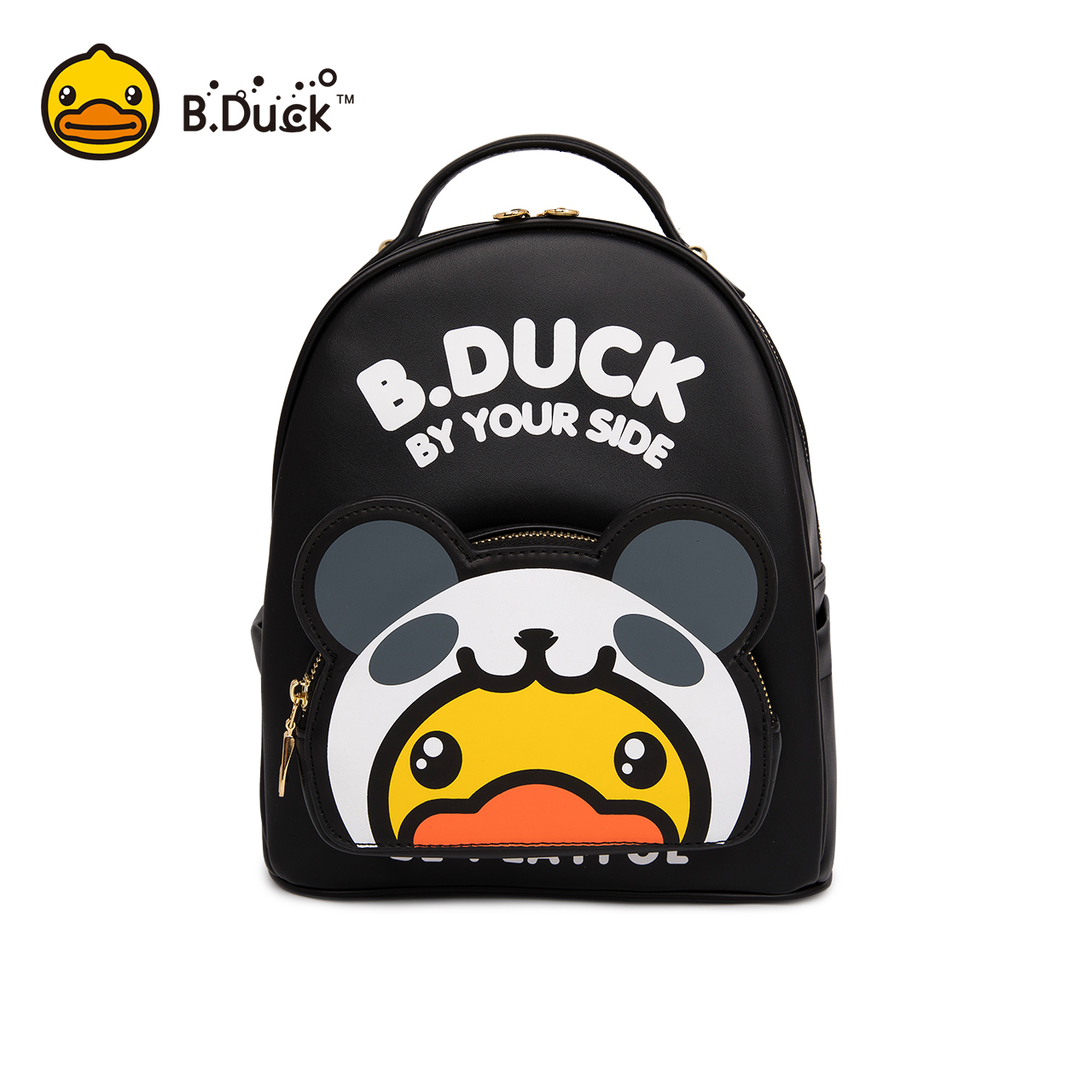 duck小黄鸭熊猫系列双肩包2017新款卡通可爱潮流女包pu时尚双
