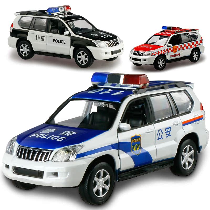 儿童警车玩具车仿真合金大模型特警车男孩小汽车模型警察回力声光