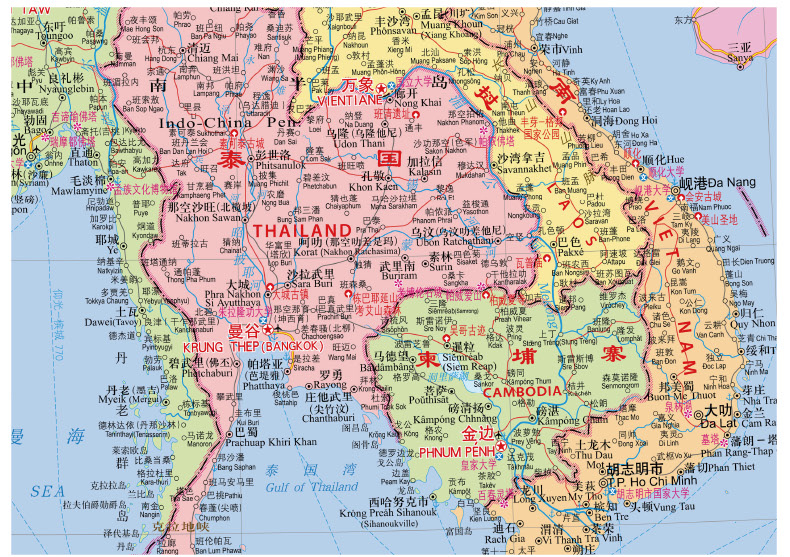 东南亚地图挂图 世界地区挂图1.1米x0.