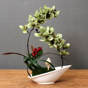 包邮欧式蝴蝶兰花艺整体套装摆件假花绢花客厅