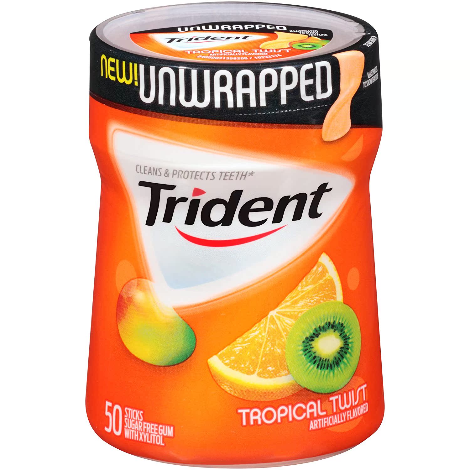 新产品美国原装trident unwrapped热带水果无糖木糖醇