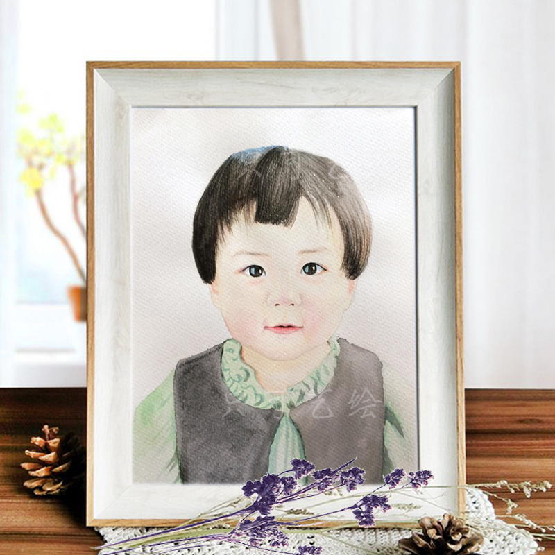 定制纯手绘水彩画像彩铅油画素描人像头像儿童画创意礼物肖像