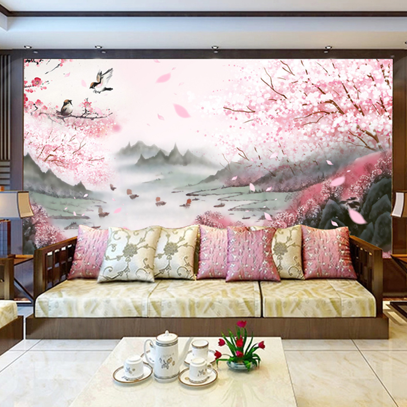 壁画背景墙山水画,壁画墙,墙画壁画_大山谷图库
