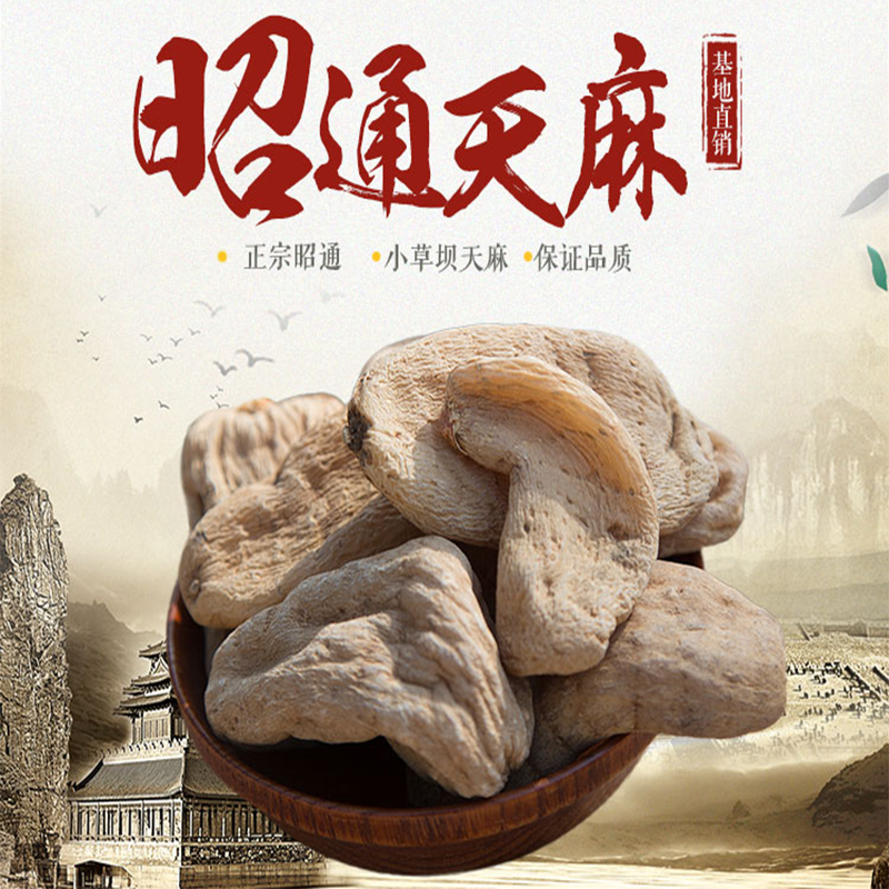 云南昭通小草坝天麻野生特级天麻片天麻粉深山无硫干500g纯天然