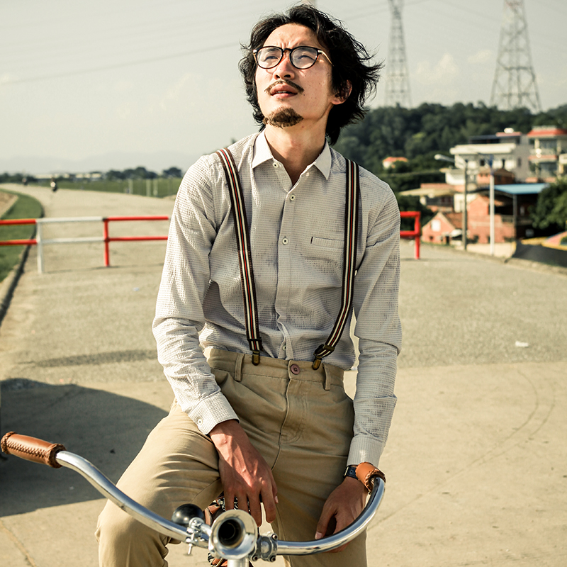 soarin复古英伦风修身格子长袖衬衫男 秋季百搭商务休闲衬衣寸衫