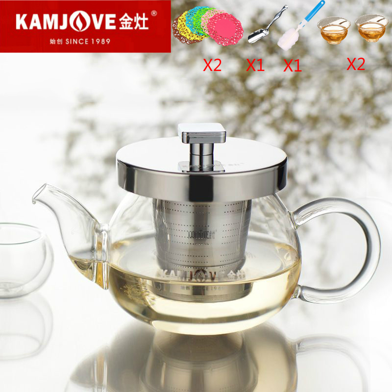 KAMJOVE/金灶玻璃泡茶壶耐高温普洱茶不锈钢内胆过滤迷你功夫茶具