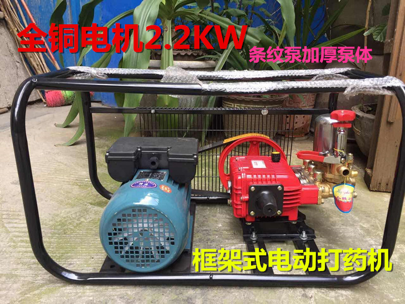 单相220v电动喷雾器打药机2.2千瓦电机果树喷药担架式框架高压泵