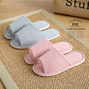 日式家居情侣亚麻拖鞋