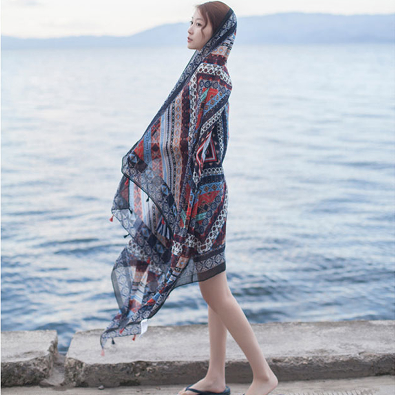 正品[大披肩]大披肩围巾的围法评测 沙滩纱巾大