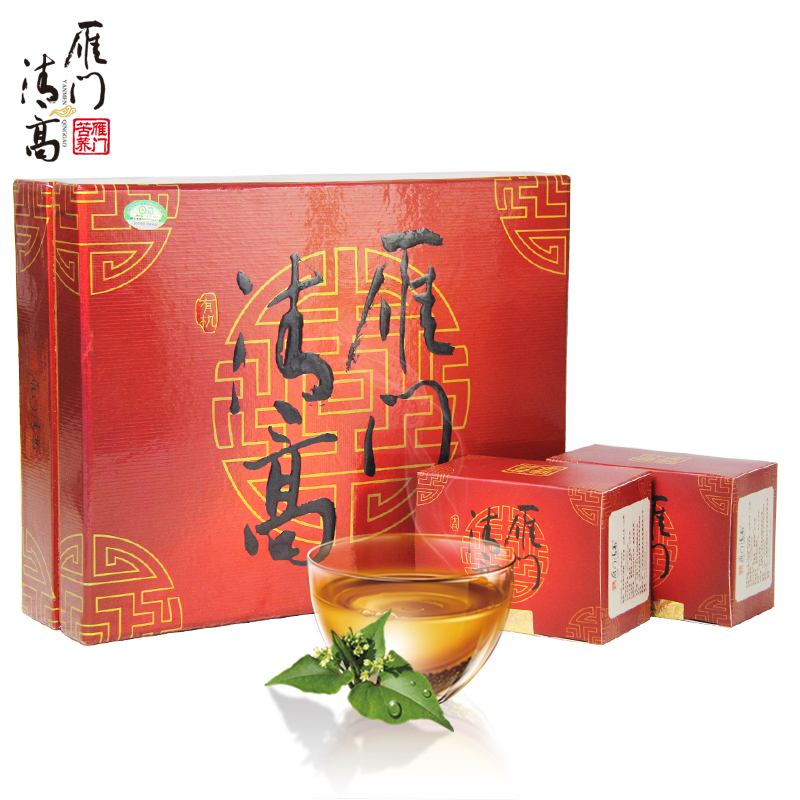 中国红礼盒装 雁门清高有机黑苦荞茶 无糖全胚芽苦荞麦352g