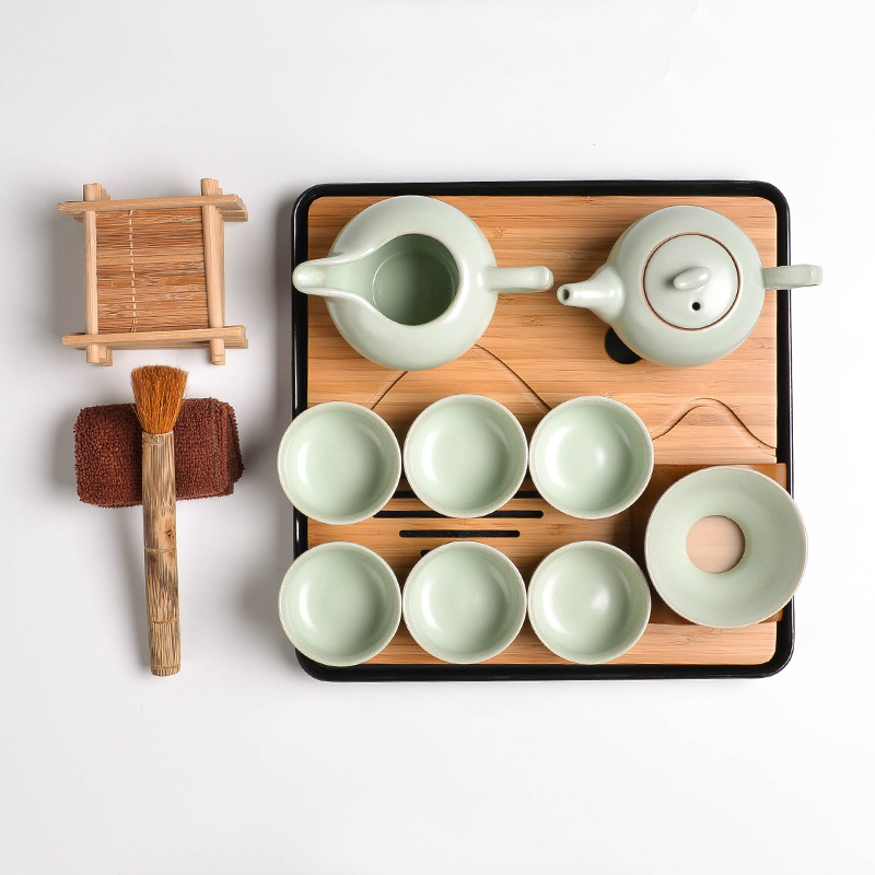祥福茶盘简约日式竹制密胺储水干泡盘托盘茶盘竹茶台茶海现代小号